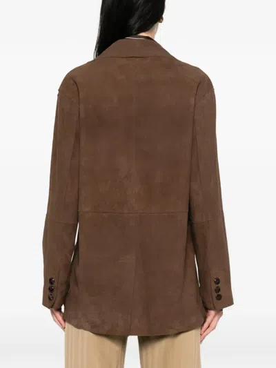 Leather Authority Buttoned Jacket In Brown