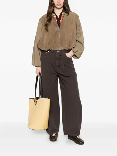 Leather Authority Zip-up Jacket In Brown