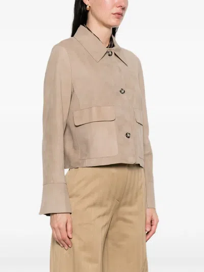 Leather Authority Flap-pocket Jacket In Neutral