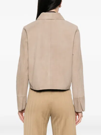 Leather Authority Flap-pocket Jacket In Neutral