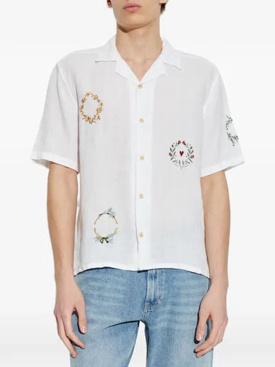 Allsaints Deck Linen Short Sleeve Shirt In Black