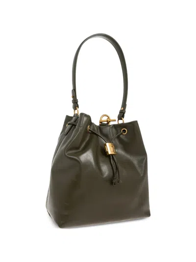 Balmain Leather Backpack In Green