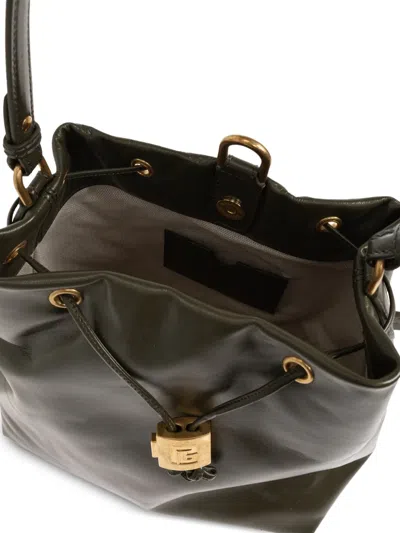Balmain Leather Backpack In Green