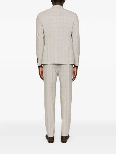 Reveres 1949 Double-breasted Patterned Suit In Neutral