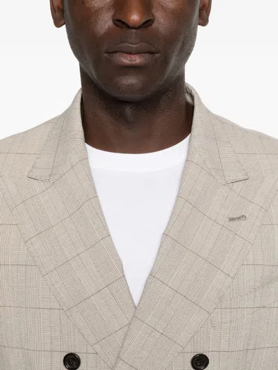 Reveres 1949 Double-breasted Patterned Suit In Neutral