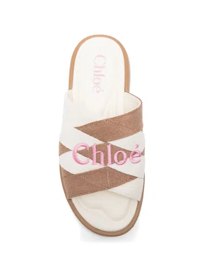 Chloé Poolette Embroidery Sandals In White