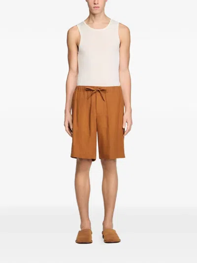 Sandro Drawstring Relaxed Shorts In Brown