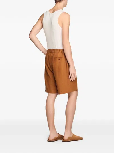Sandro Drawstring Relaxed Shorts In Brown