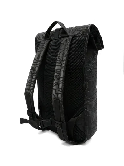 Rains Pattern Backpack In Black