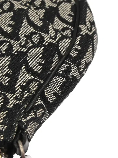 Pre-owned Dior 2003 Saddle Trotter-pattern Shoulder Bag In Black