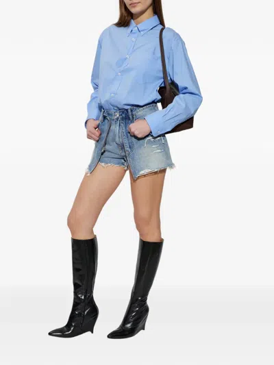 Alexander Wang Alexanderwang Mixed Media Romper Skort In Blue