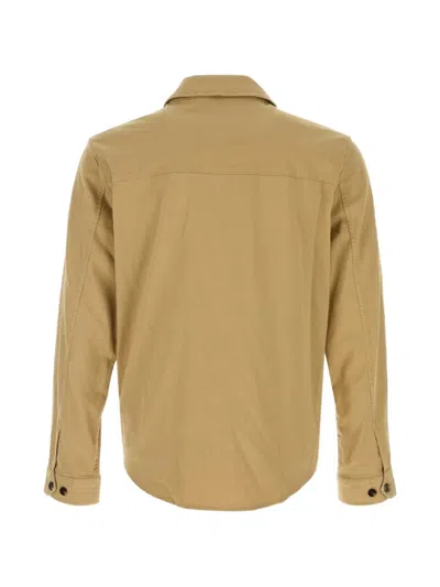 Woolrich Linen Blend Safari Overshirt Gd In Brown