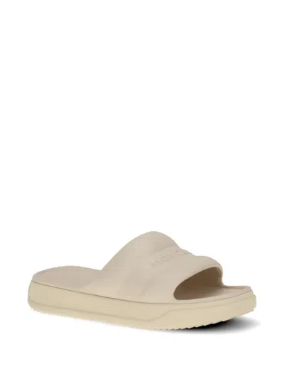 Moncler Platform Logo Slides Open Toe Rubber Sole In White