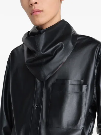 Lemaire Triangular Leather Scarf In Black