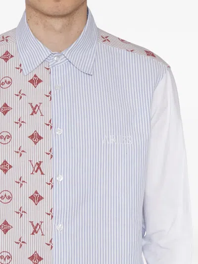 Aries Camicia Patchwork In Cotone In White