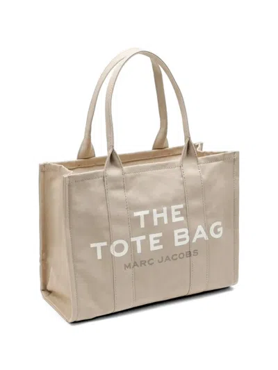 Marc Jacobs Rectangular Canvas Tote Bag With Top Handles In Neutral