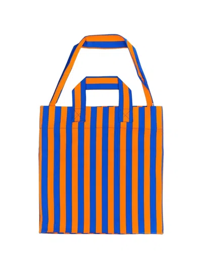 Sunnei Striped Pattern Double Handle Handbag In Blue