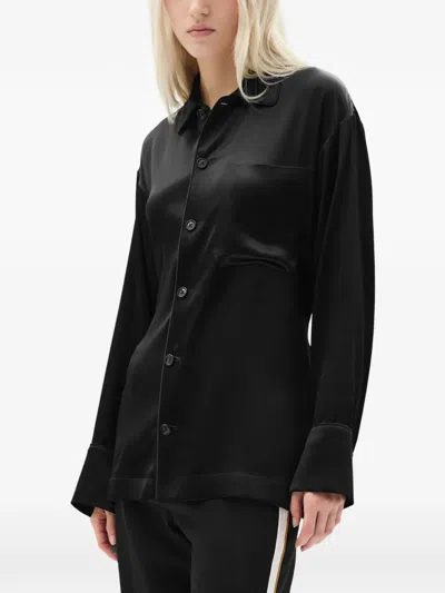 Ann Demeulemeester Coby Belted Satin-finish Shirt In Black