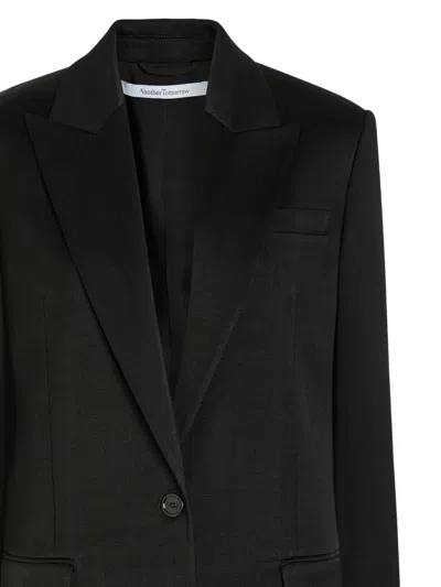 Another Tomorrow Oversized Twill Blazer In Black