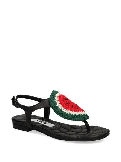 Ras Quilted Appliqué Sandals In Multi