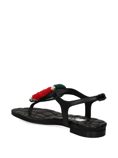 Ras Quilted Appliqué Sandals In Multi