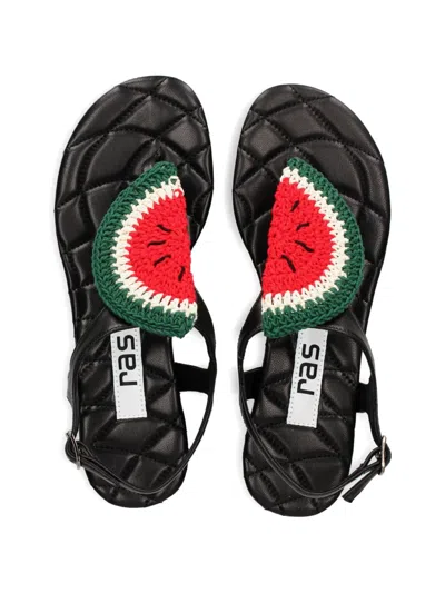 Ras Quilted Appliqué Sandals In Multi