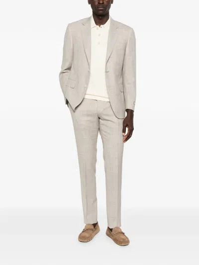 Canali Notched-lapel Suit In Neutral