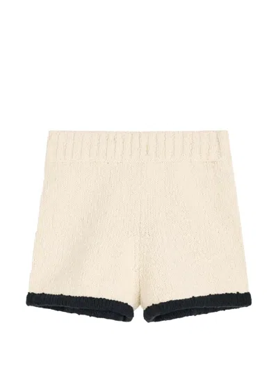 By Malene Birger Rikka Knit Shorts Black White Color Block In Neutral