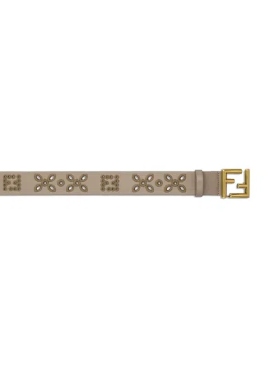 Fendi Logo-buckle Belt In Neutral