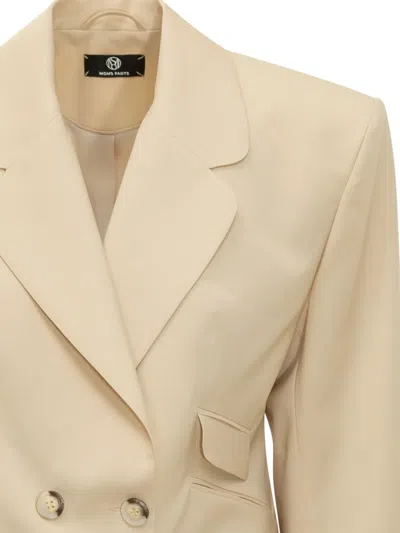 Moms Pants Double-breasted Wool Jacket In Neutral