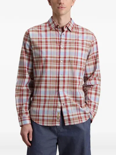 Woolrich Checked Patch Cotton Shirt In Red