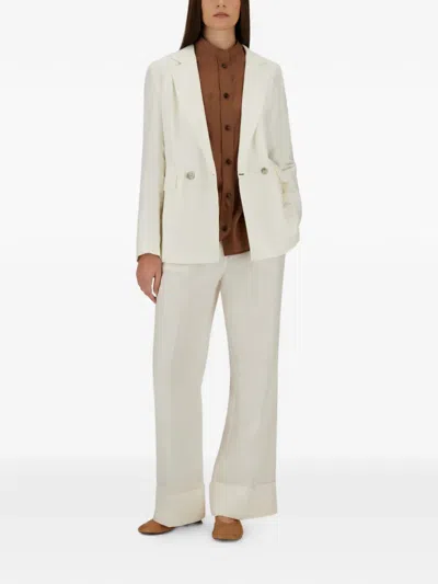 Herno Double-breasted Linen Blazer In Neutral