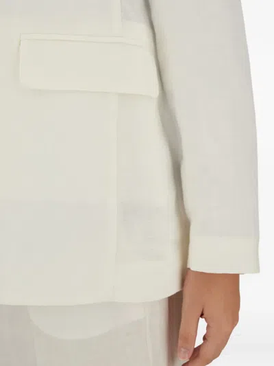 Herno Double-breasted Linen Blazer In Neutral