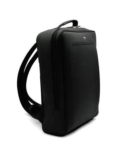 Montblanc Zip Leather Backpack In Black