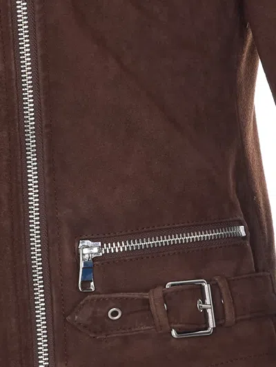 Bully Suede Biker Jacket In Brown