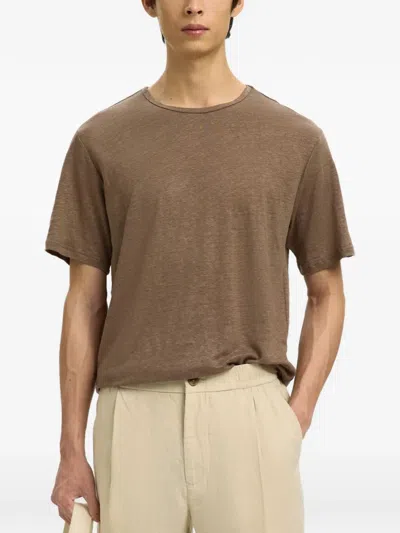 Selected Slub-texture T-shirt In Blue