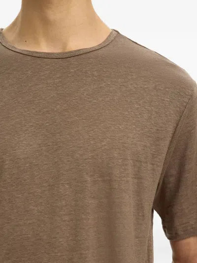 Selected Slub-texture T-shirt In Blue