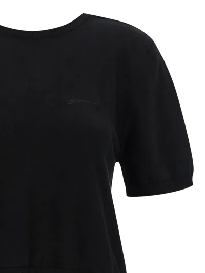 Ganni Black Bare Back Sweater In Black