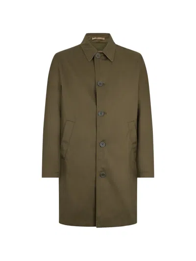 Herno Button-fastening Coat In Brown