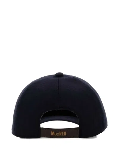 Moorer Navy Blue Wool Baseball Cap In Blue