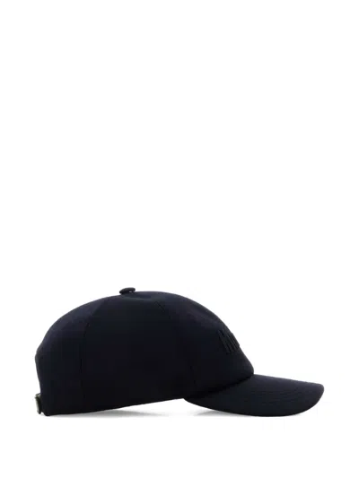 Moorer Navy Blue Wool Baseball Cap In Blue