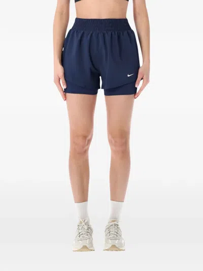 Nike One Dri-fit High-waisted 3-inch 2-in-1 Shorts In Blue