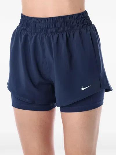 Nike One Dri-fit High-waisted 3-inch 2-in-1 Shorts In Blue