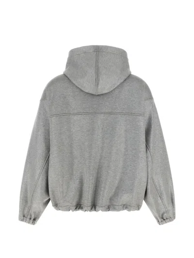 Brunello Cucinelli Shiny Zipper Pull Puffer Jackets Silver In Gray