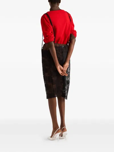 Prada Pullover Aus Kaschmir Mit V-ausschnitt In Red