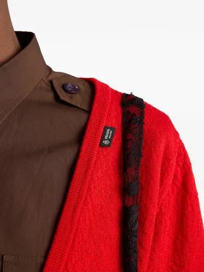 Prada Pullover Aus Kaschmir Mit V-ausschnitt In Red