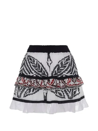 Devotion Ruffled Patterned Skirt In White
