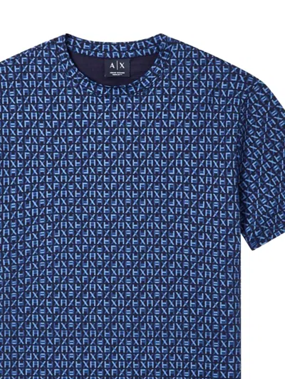 Armani Exchange Patterned T-shirt In Blue