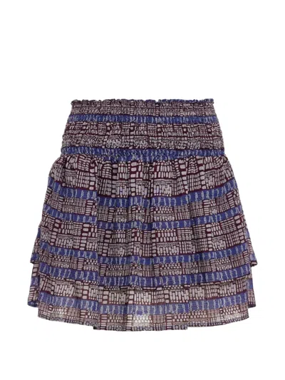 Devotion Clond Ruffled Patterned Mini Skirt In Multi