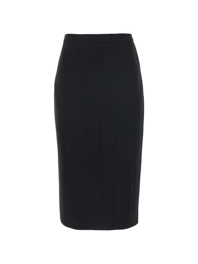 Max Mara Tailored Midi Skirt In Smooth Triacetate In Black